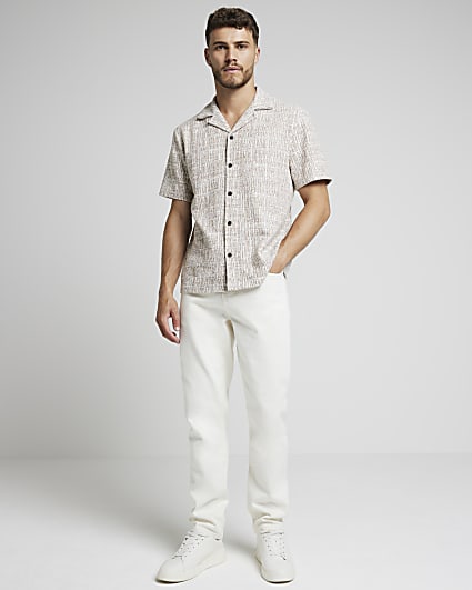 Stone regular fit boucle revere shirt