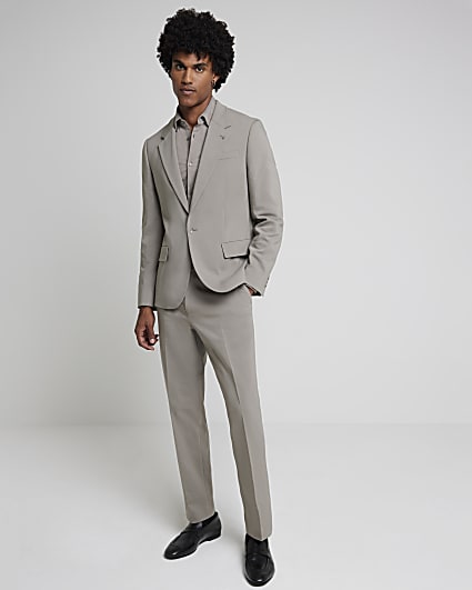 Beige Contemporary Suit Jacket