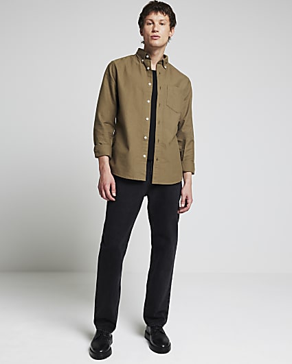 Khaki Regular Fit Oxford Shirt