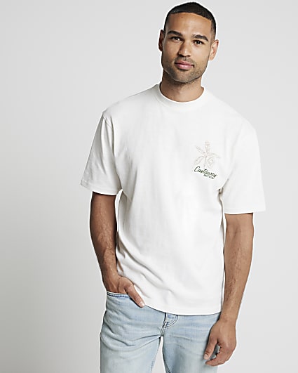 Ecru regular fit graphic print t-shirt