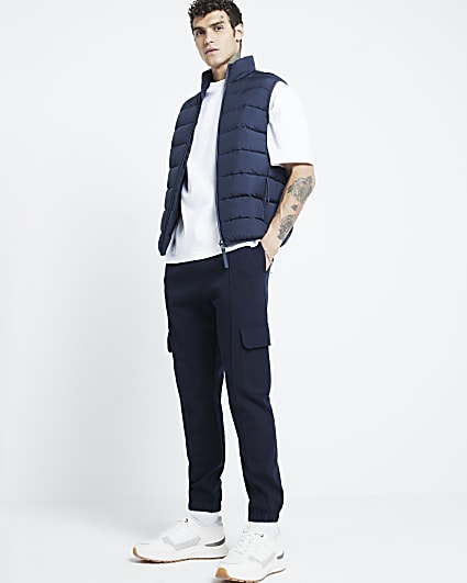 Navy Regular Fit Quilted Gilet