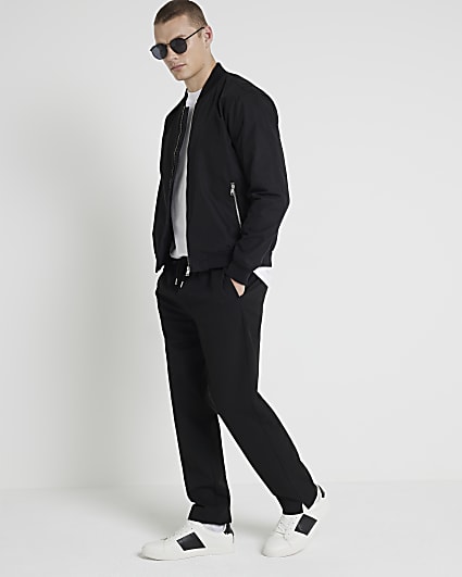 Black regular fit smart joggers