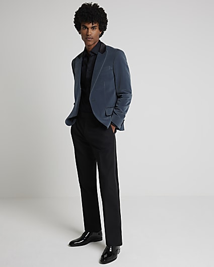 Dark blue velvet tux jacket