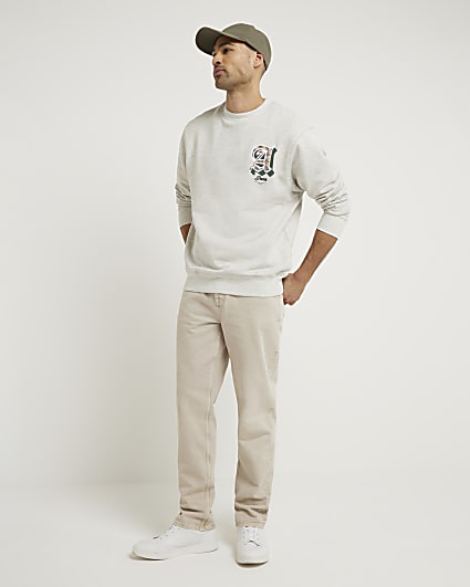 Grey regular fit embroidered sweatshirt