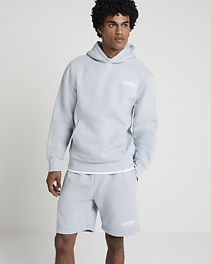 Blue Regular Fit Graphic Hoodie