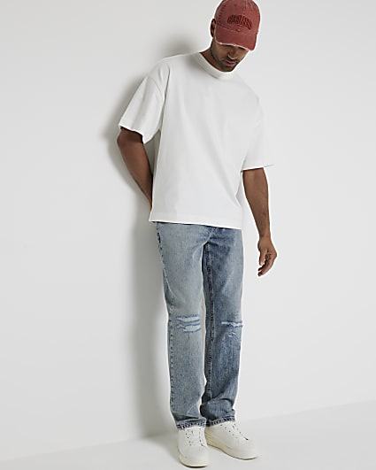 Blue straight fit jeans