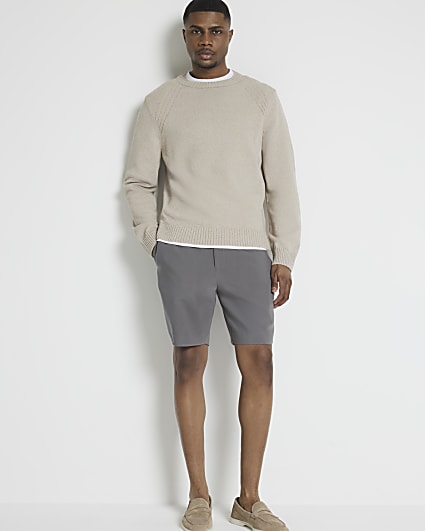 Grey slim fit casual shorts