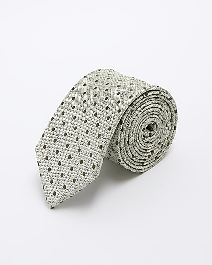 Green polka dot jacquard tie