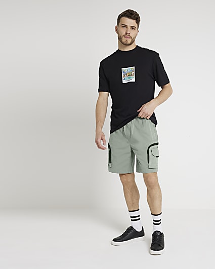 Green Regular Fit Ripstop Cargo Shorts