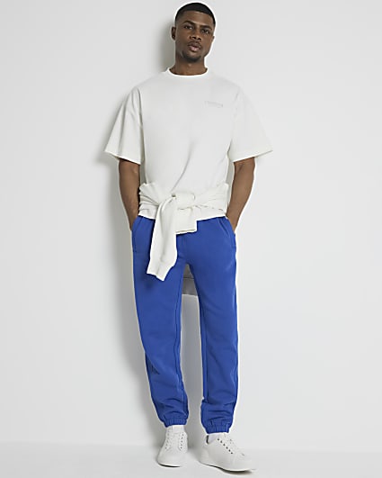 Blue Regular Fit Loopback Joggers