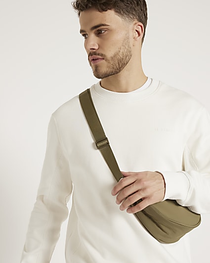 Beige regular fit loopback sweatshirt