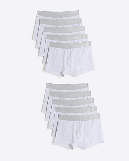 Grey 10 Pack RI Cotton Stretch Trunks