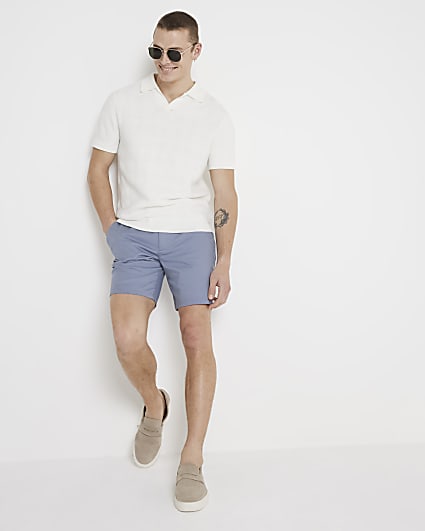 Blue skinny fit chino shorts