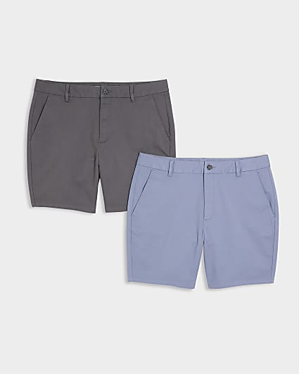 2PK Grey skinny fit chino shorts