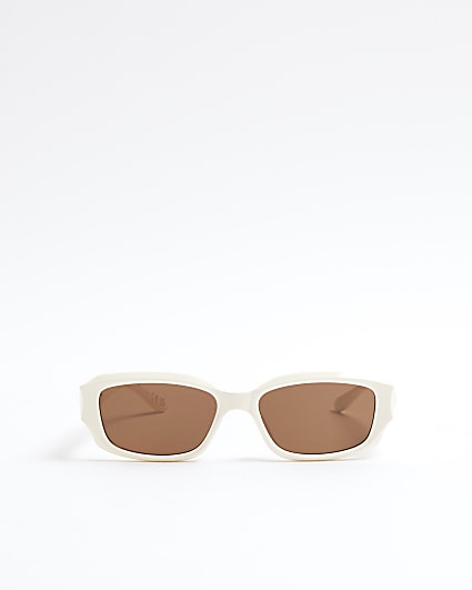 White plastic frame square sunglasses