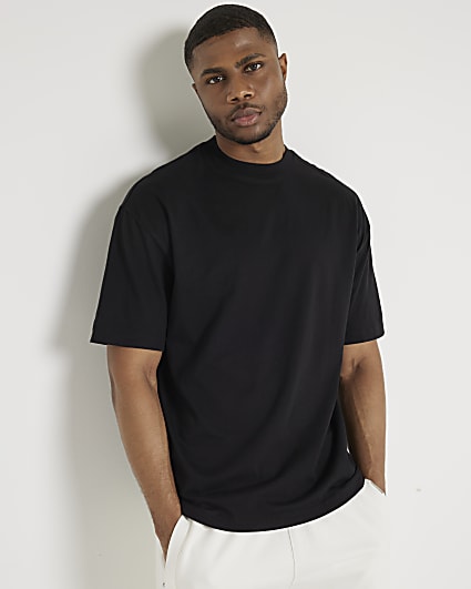 2 Pack black oversized fit plain t-shirt