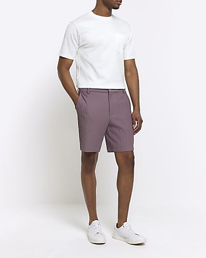 Purple regular fit plisse short