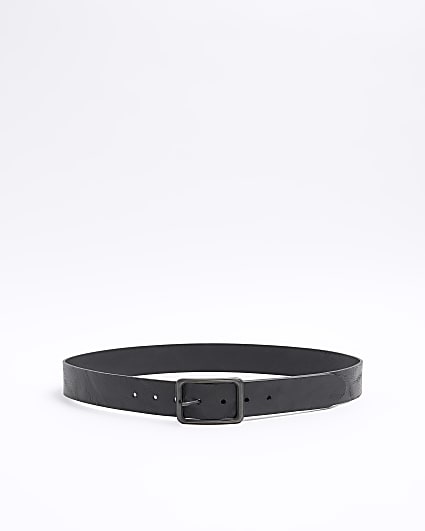 Black leather casual belts