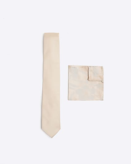 Pink floral tie and handkerchief set