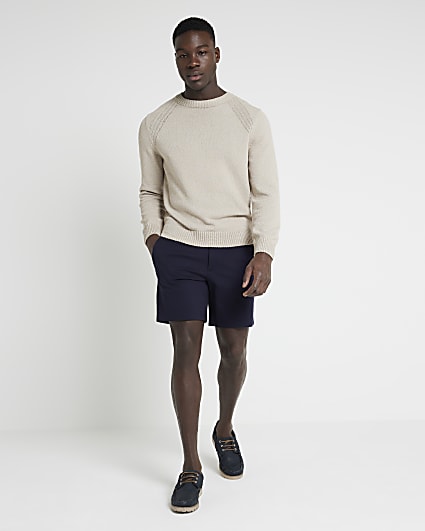 Navy regular fit pull on shorts