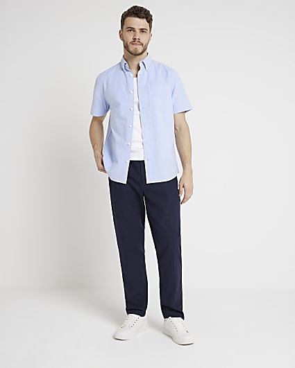 Blue regular fit laundered shirt