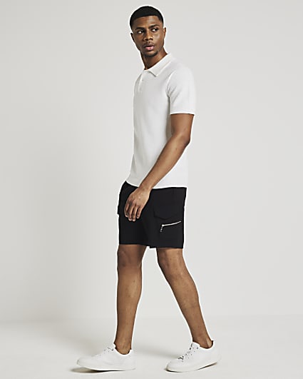 Black slim fit cargo shorts