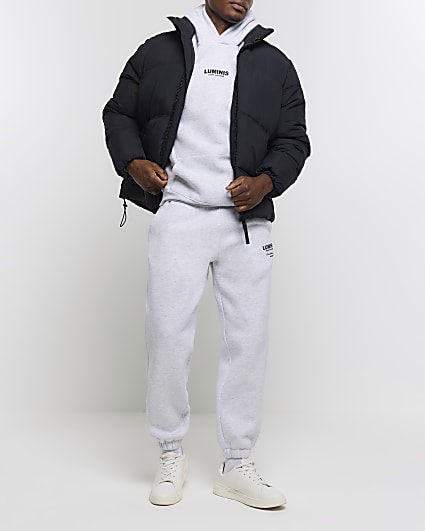 Grey regular fit graphic tracksuit joggers