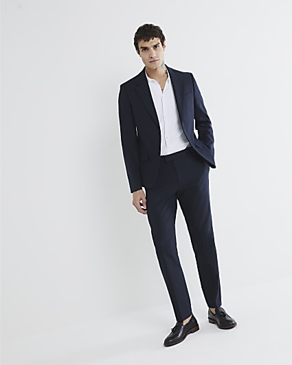 Navy skinny fit suit jacket