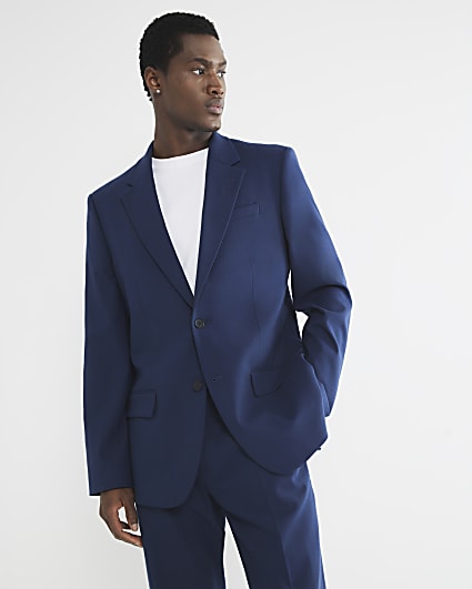 Blue regular fit suit jacket