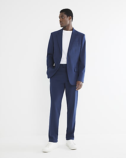 Blue regular fit suit trousers