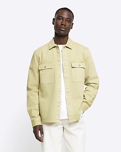 Washed yellow regular fit overshirt