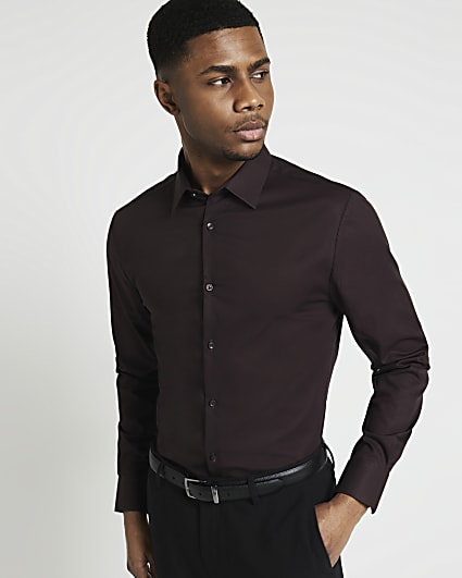 Brown slim fit premium smart shirt