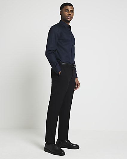 Navy slim fit premium smart shirt