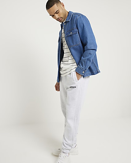 Blue regular fit denim overshirt