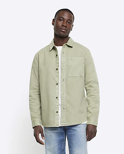 Khaki regular fit chest pocket shirt