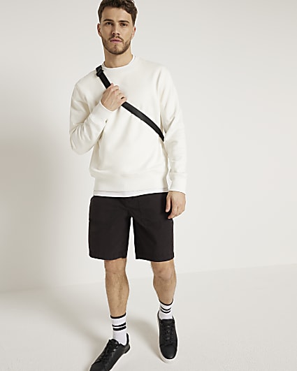 Black slim fit casual workwear shorts