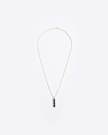 Black bar pendant necklace