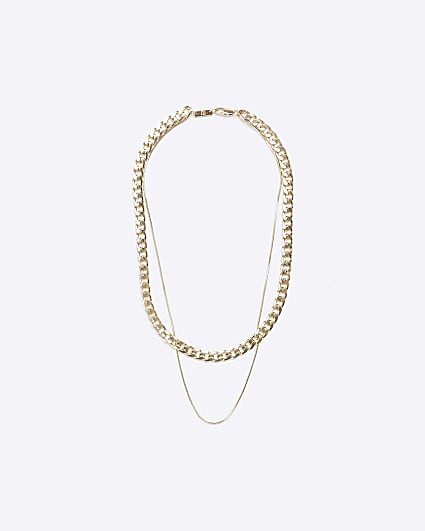 Gold colour multirow chain necklace