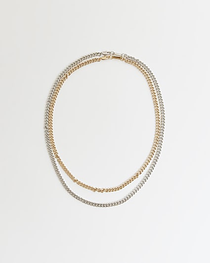 Gold colour chain necklace multipack