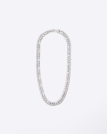 2PK silver colour chain necklace