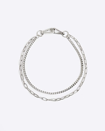 Silver colour multirow wallet chain