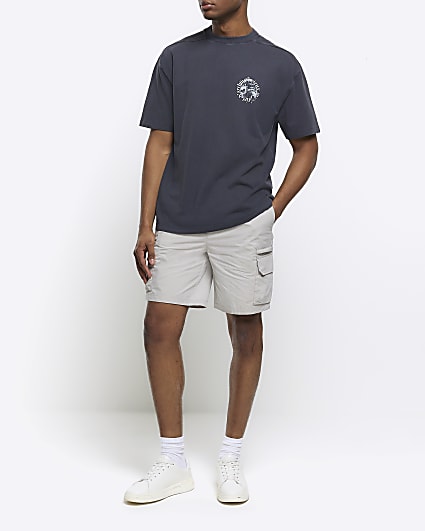 Grey regular fit cargo shorts