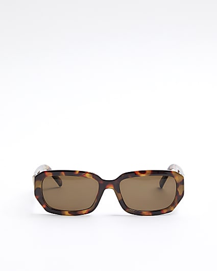 Brown rectangle tortoise shell sunglasses