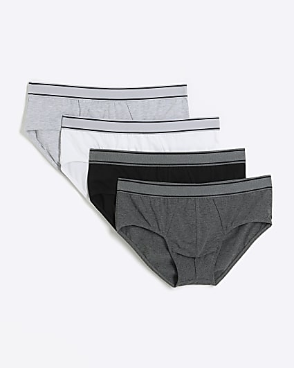 4PK grey cotton stretch briefs