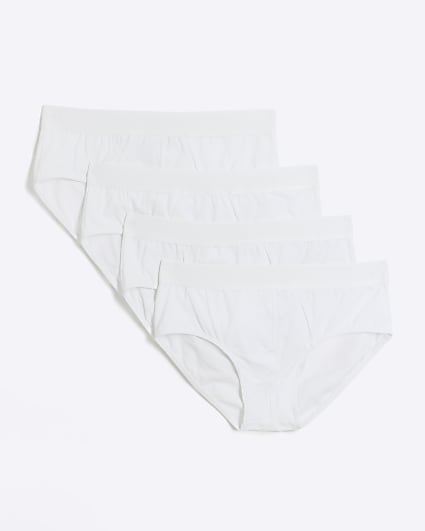 4PK white cotton stretch briefs