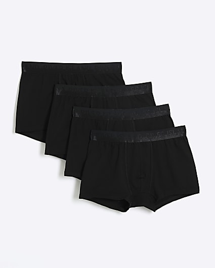 4PK black cotton stretch trunks