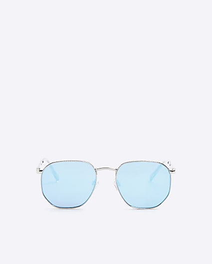 Silver textured hexagon sunglasses