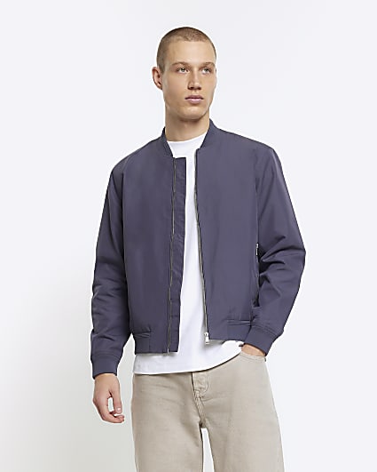 Blue regular fit bomber jacket