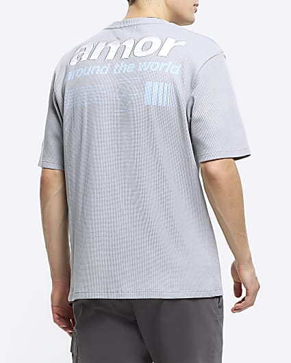 Grey regular fit back graphic print t-shirt