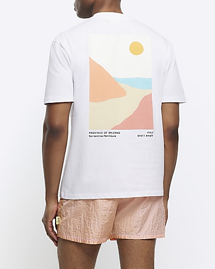 White regular fit Amalfi graphic t-shirt